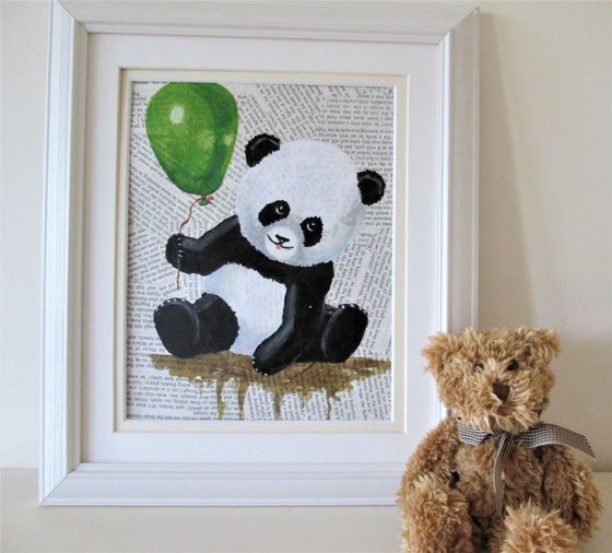Panda Bear with green balloon