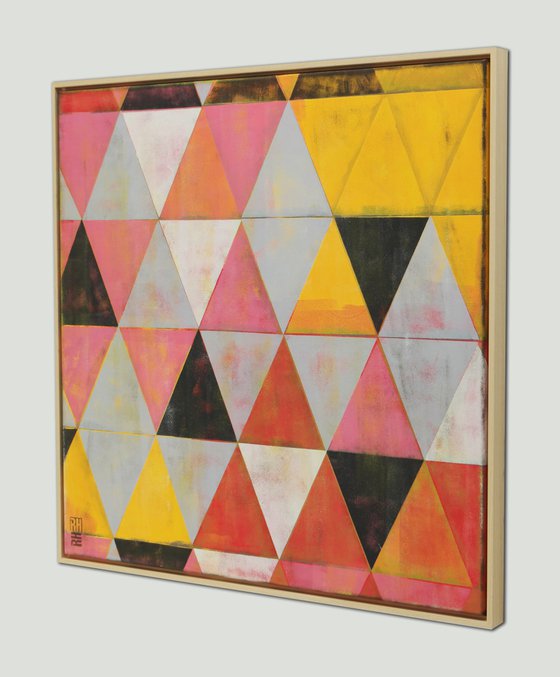 Traffic Pink Triangle - Incl Frame - 33.5x33.5" - 85x85CM - Ronald Hunter - 1M