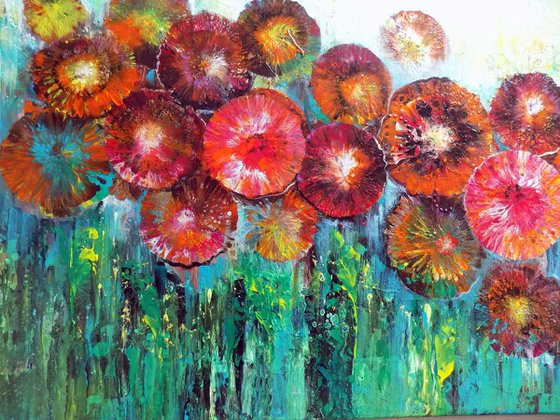 Garden with red flowers