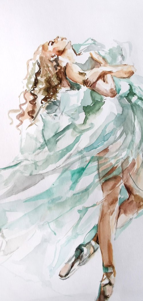 Ballet Art, Ballerina drawing on paper by Annet Loginova