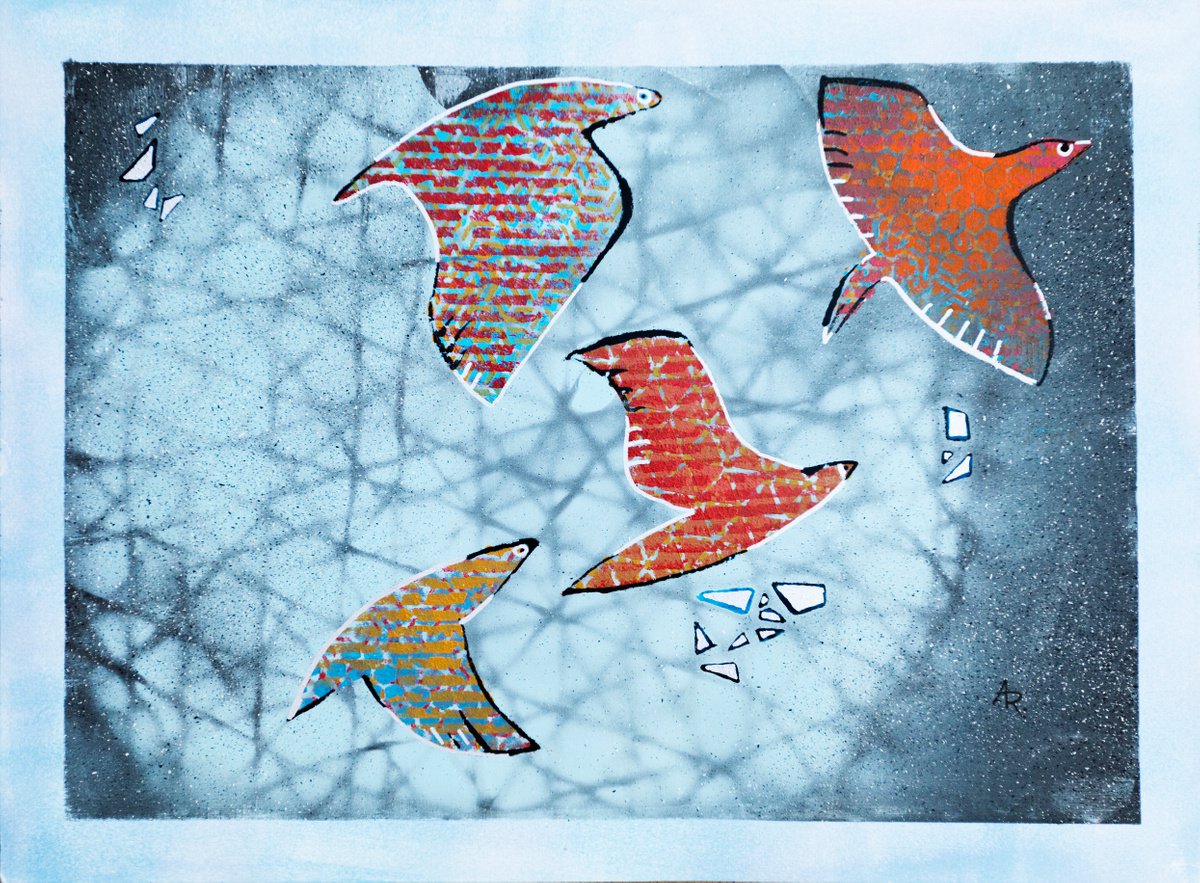 Organic Animal Acrylic Painting By Ariadna De Raadt, 19 X 14, Forward Movement, Original Artwork