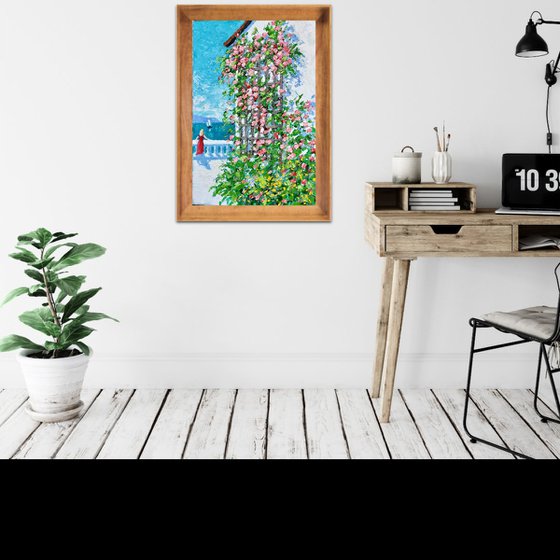 flowers on white wall