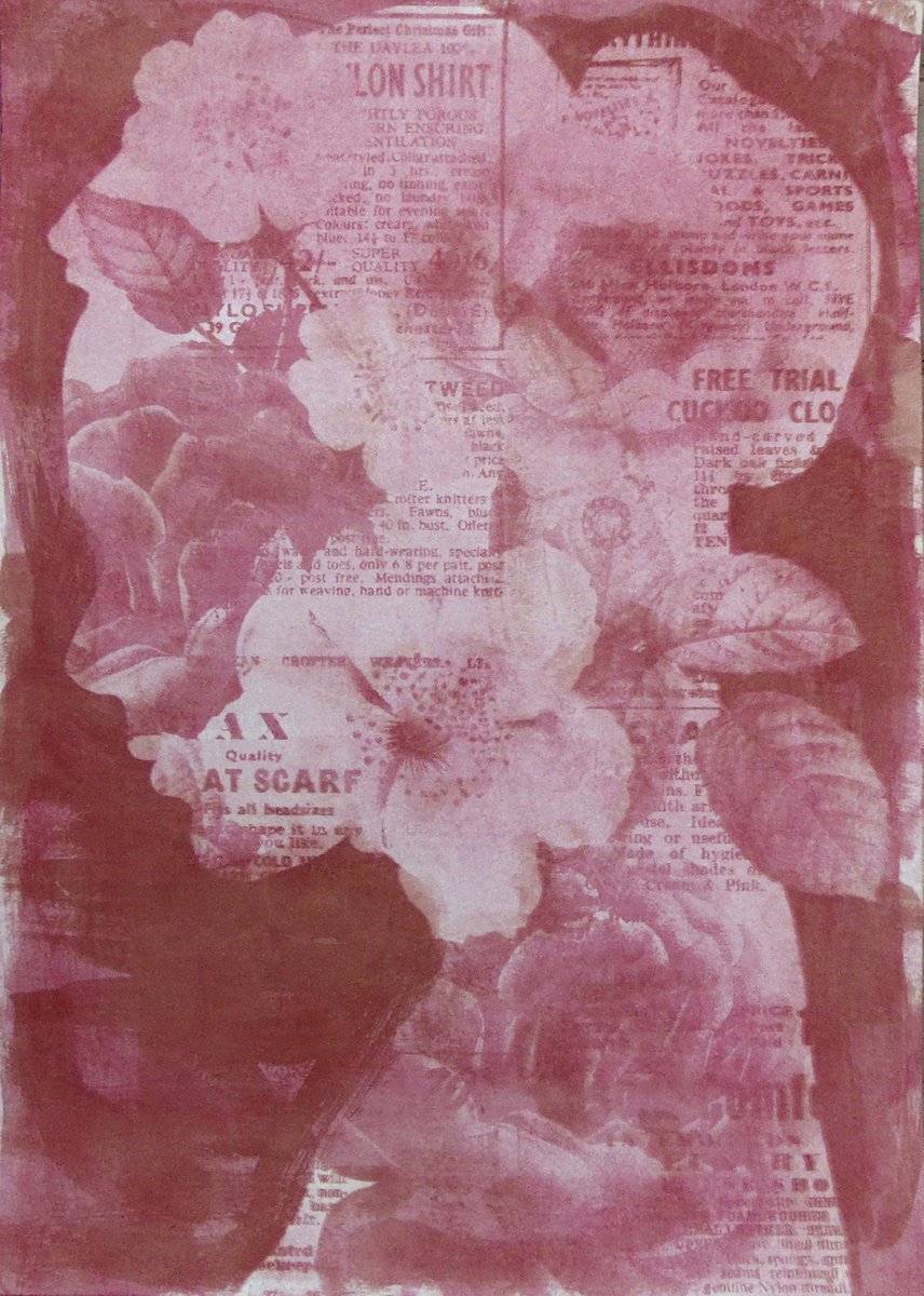 Illustrative Portrait Print By Manel Villalonga, 13 X 17", Gum 04 Vintage Pink Portrait, Original Artwork