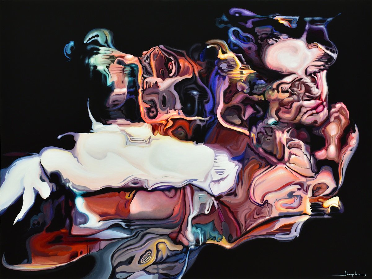 Organic Portrait Acrylic Painting By Alex Nizovsky, 48 X 36, Angel Of Sunday, Original Artwork