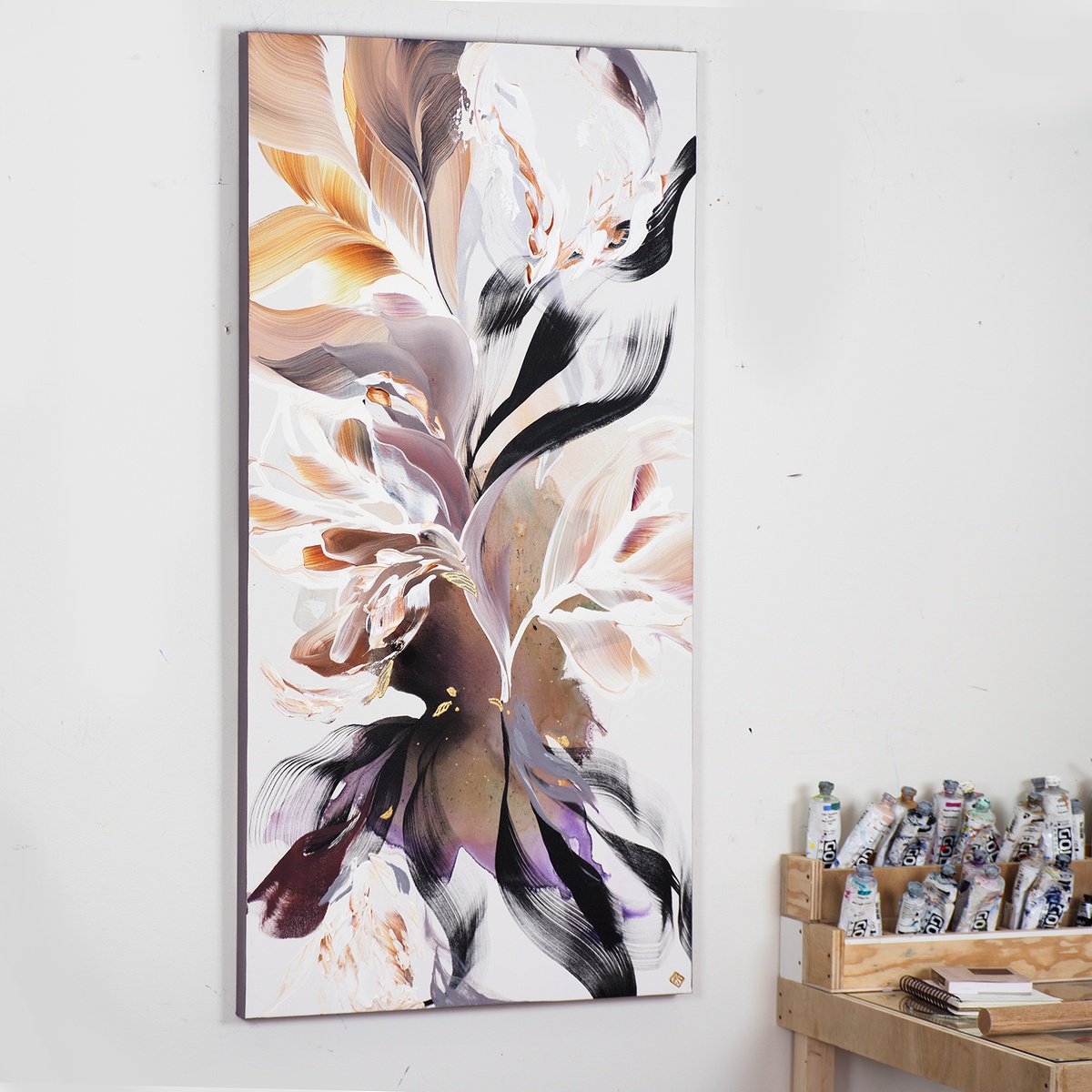 Abstract Acrylic Painting By Novi Lim, 48 X 24", Dawn Of A New Day, Original Artwork