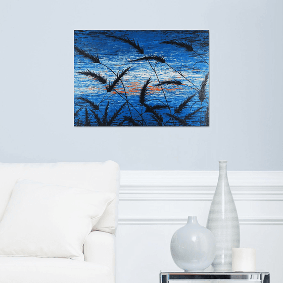 Blue Sunset In The Grass