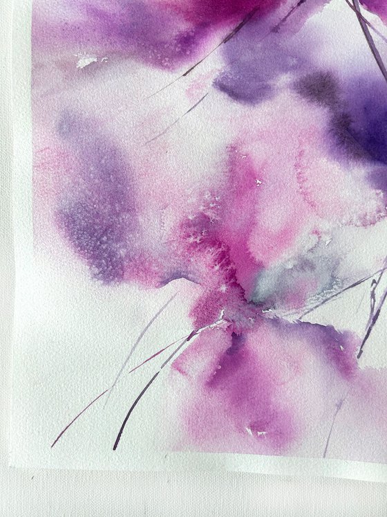 Abstract flowers in pink violet colors