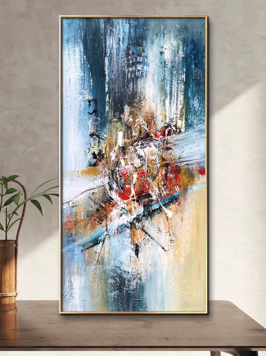 Abstract Oil Painting By Snezana Djordjevic, 12 X 24", Silence Keep Memories-2, Original Artwork