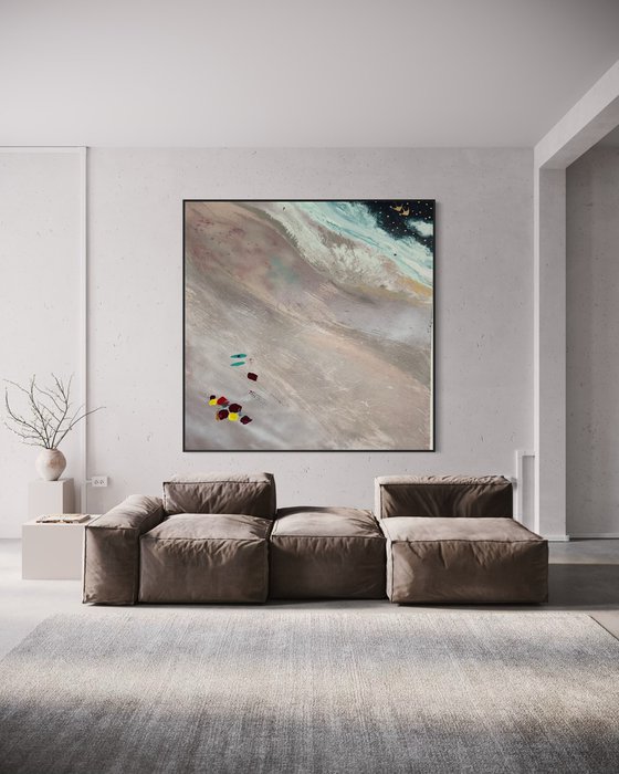 Serene shoreline sand blush