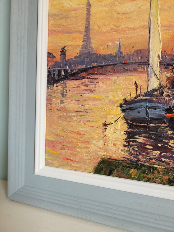 Paris River Seine sunset
