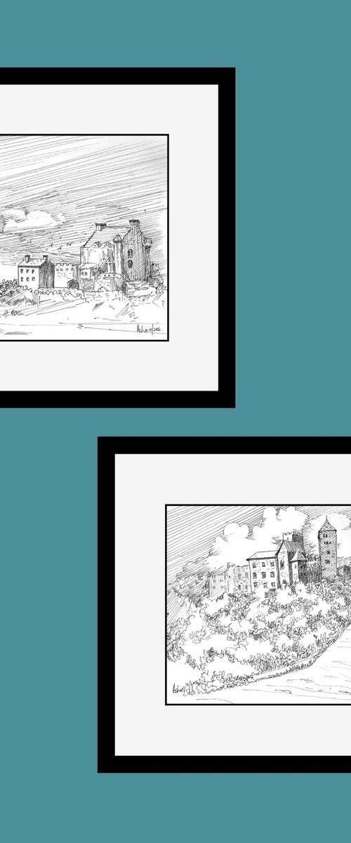 Set of two European castles by Asha Shenoy