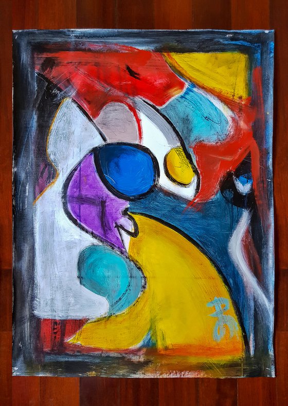 -Usefulness- Abstract Original Painting on Unstretched Canvas.