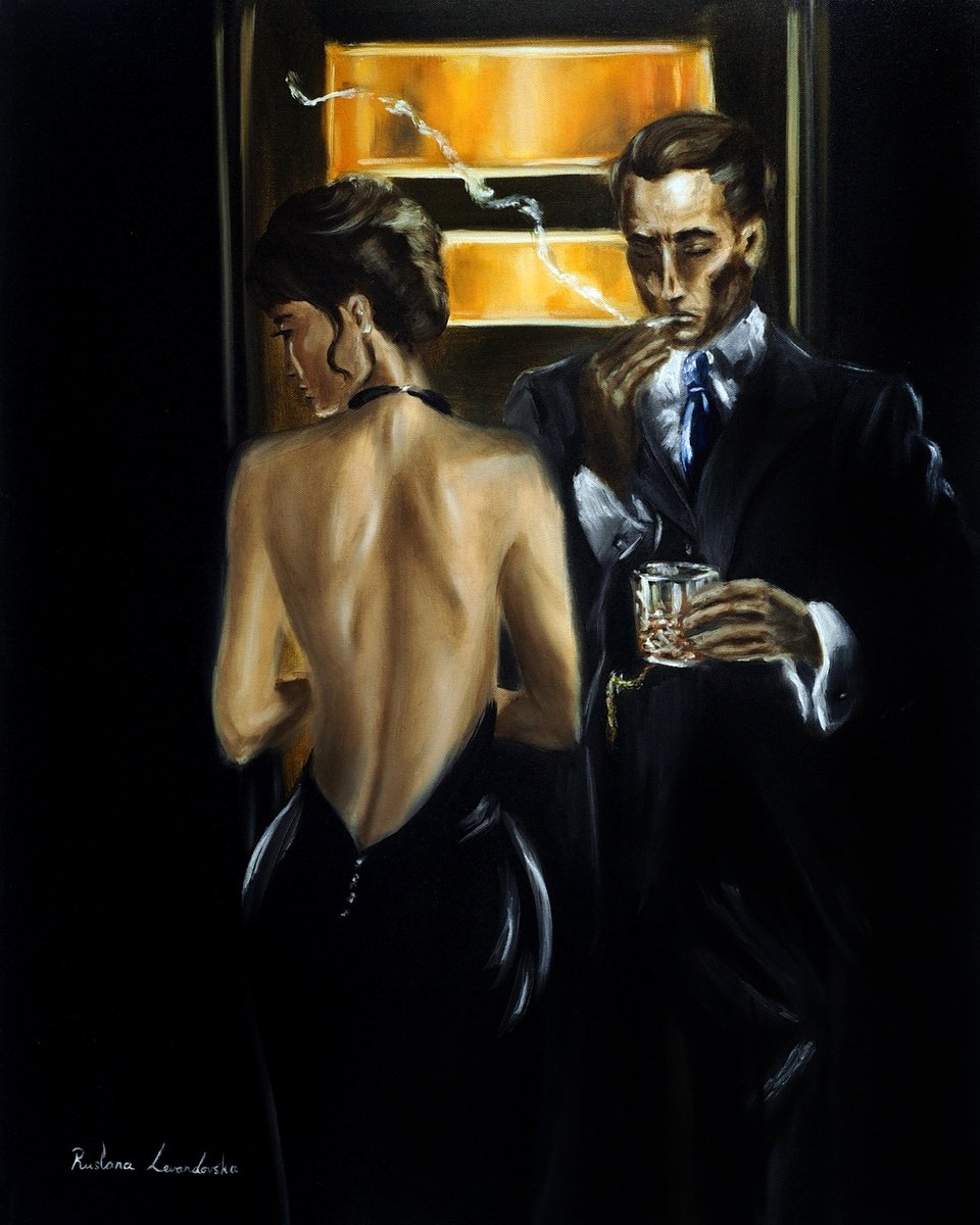 Impressionistic Portrait Oil Painting By Ruslana Levandovska, 24 X 30", Smoke And Silk, Original Artwork