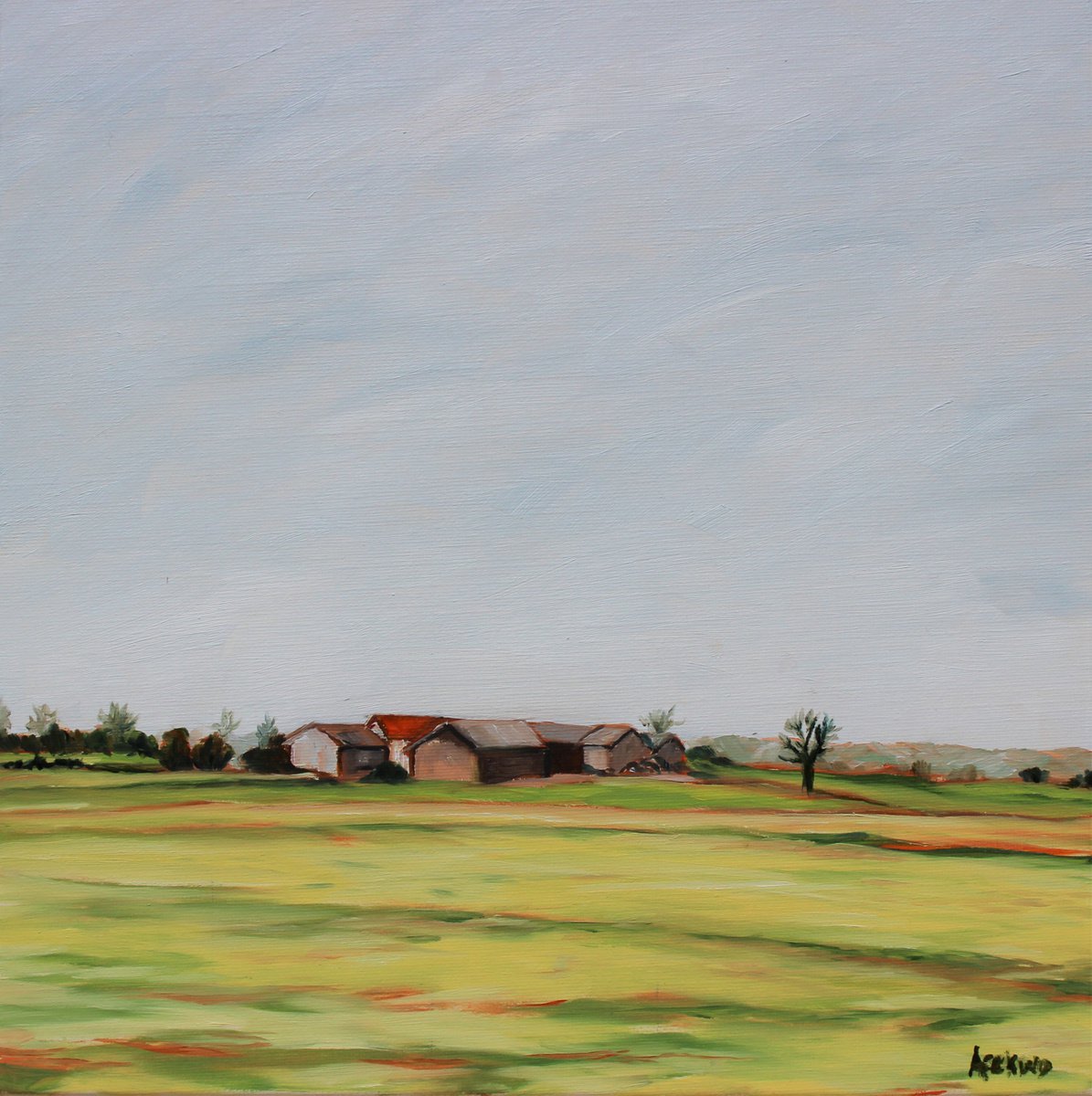 Impressionistic Landscape Oil Painting By Afekwo, 13 X 13, Moving Landscape V, Original Artwork