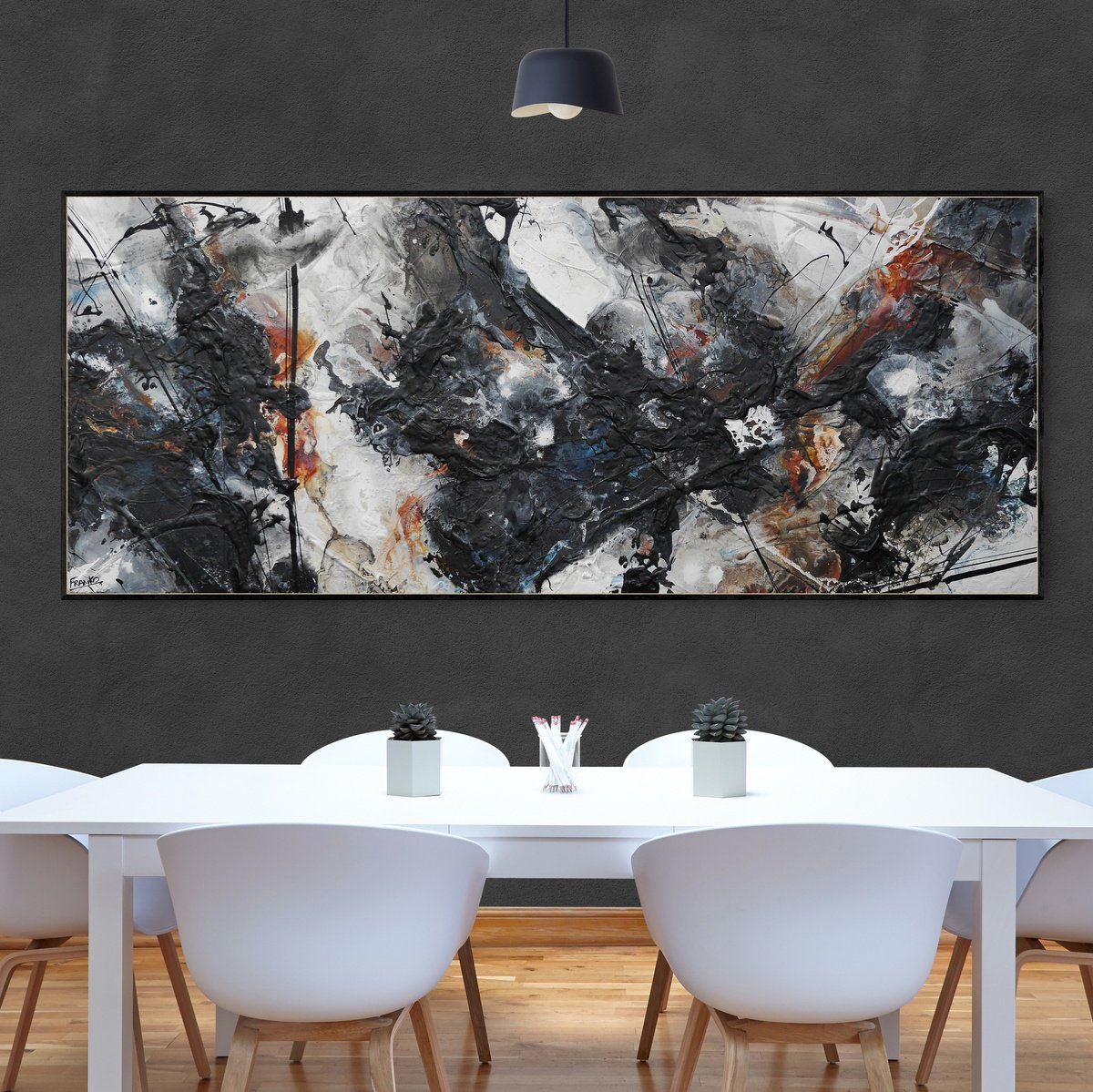 Abstract Acrylic Painting By Franko, 94 X 39, Resonating Energy, Original Artwork