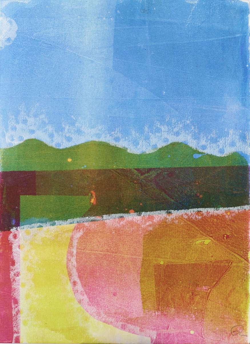 Lowlands - Unmounted Mixed Media Monotype by Dawn Rossiter
