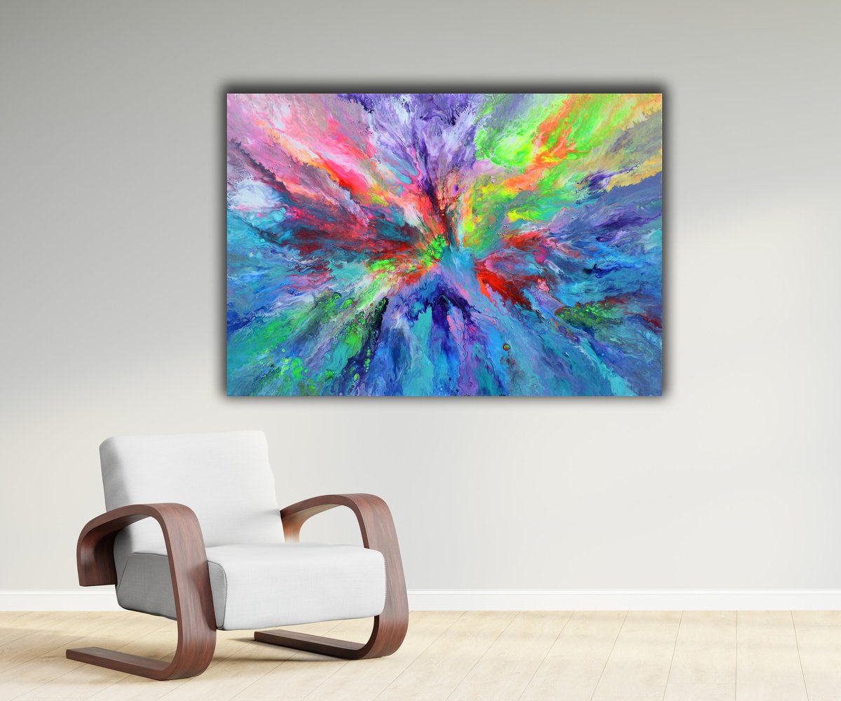 Impressionistic Abstract Acrylic Painting By Soos Tiberiu, 39 X 28", Gaia