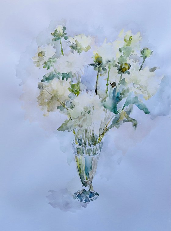 White dahlias 19,7X25,6 in