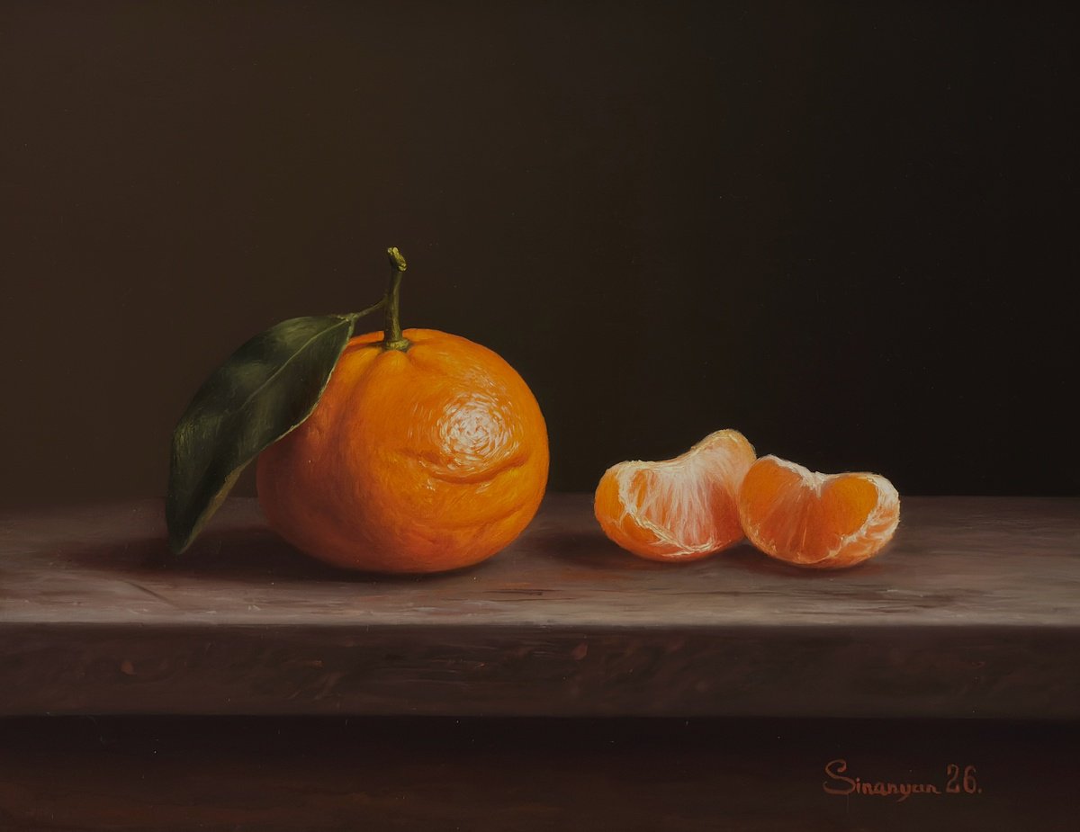 Photorealistic Oil Painting , Golden Mandarin By Gevorg Sinanian, 12 X 9, Artwork For Sale On Artfinder