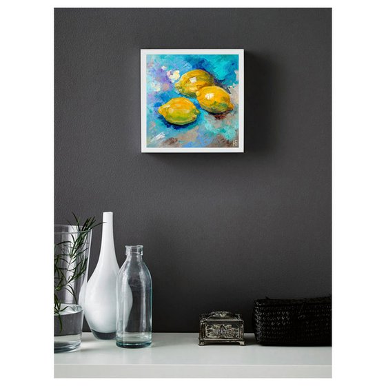 Lemon Still life Oil Painting Original art Fruit Artwork Citrus Wall Art