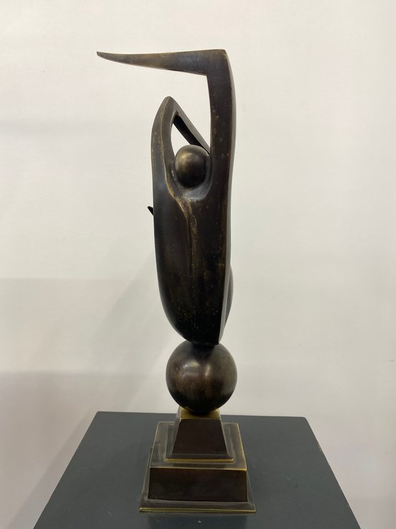 Levitation contemporary bronze sculpture