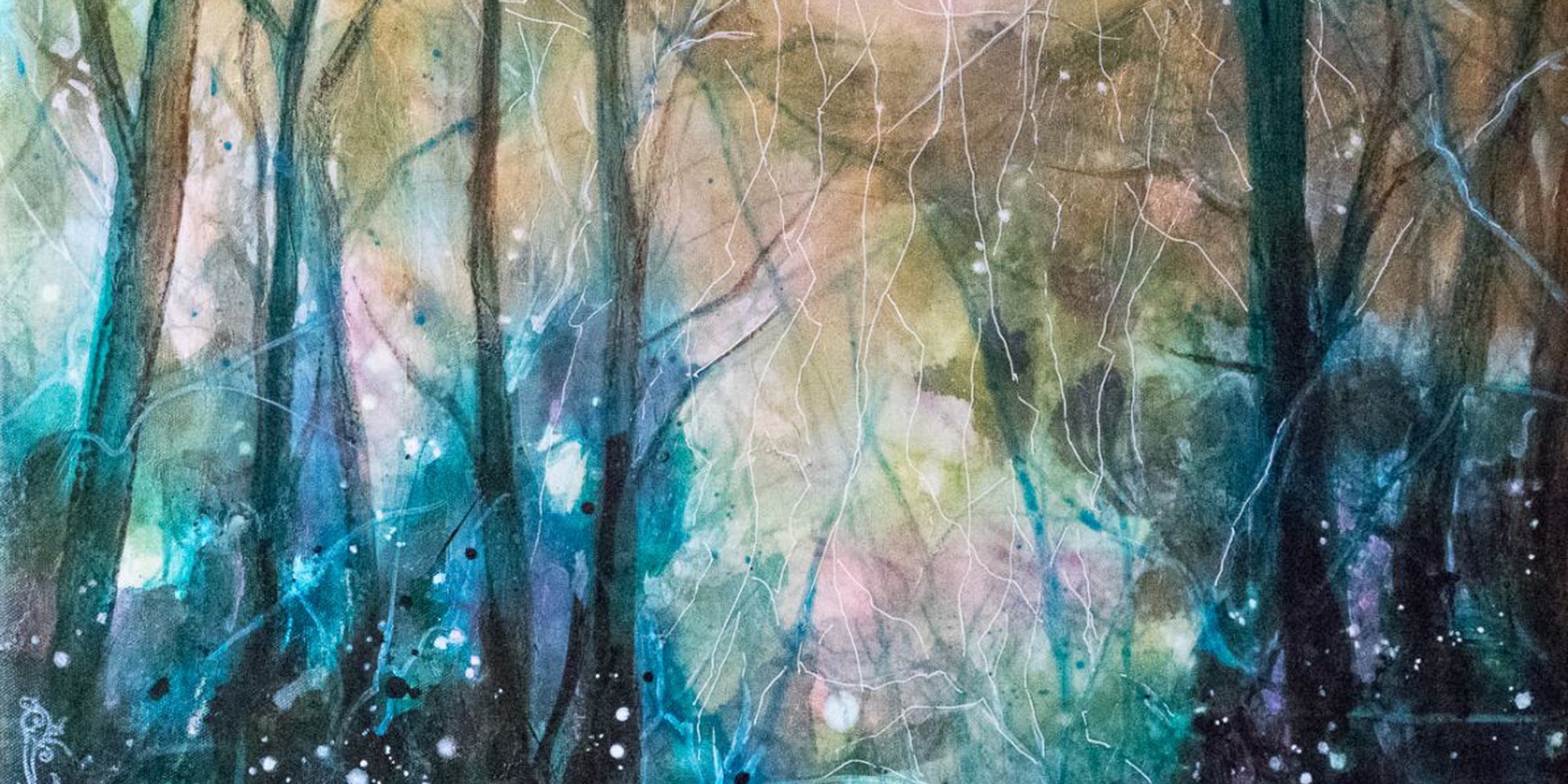 Art of the Day: "Enchanting Forest, mixed media on canvas, 60x60 cm, 2017" by Fabienne Monestier