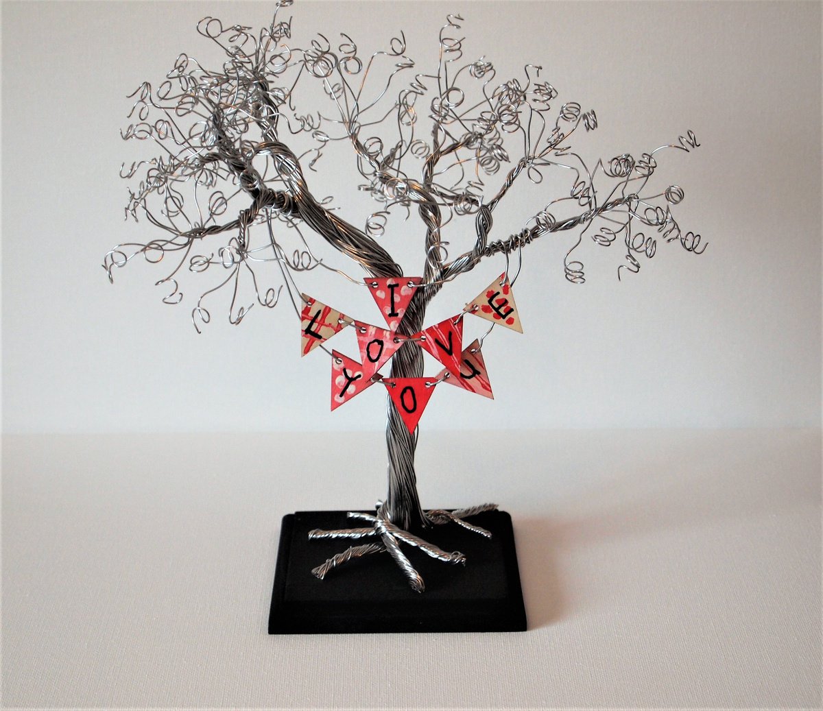 Valentines Silver Wire Tree Sculpture with 