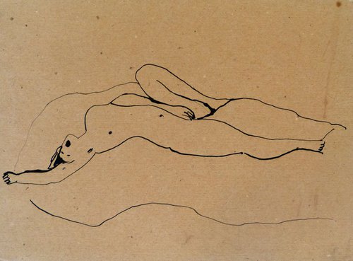 Erotic drawing 24, ink on paper 28x20 cm by Frederic Belaubre