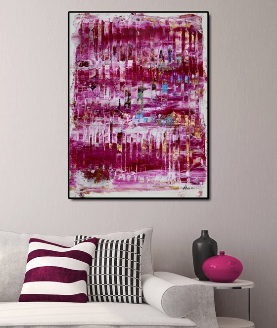 Dreams in pink | Abstract painting on paper