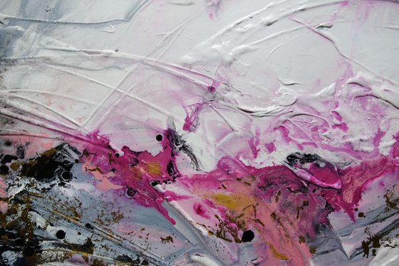 Pretty in Pink 160cm x 60cm White Pink Gold Textured Abstract Art