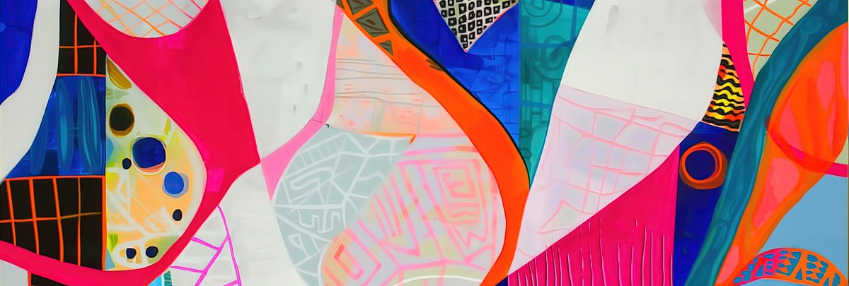 Abstract Acrylic Painting By V+V Kniazievi, 59 X 20", Fragments Of Pink Joy #3, Original Artwork