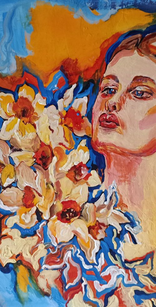 Woman in daffodils by Tetiana Borys