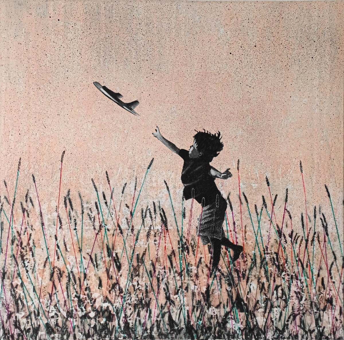 Landscape Painting By Db Waterman, 24 X 24, Learning To Fly, Original Artwork