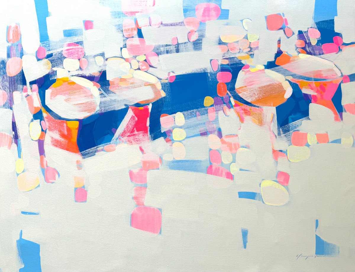 Impressionistic Landscape Oil Painting By Vahe Yeremyan, 57 X 44", Harbor, Original Artwork