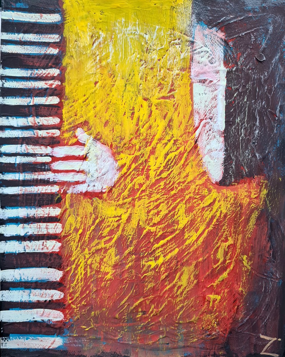 Naive Painting , Keys Of Fire By Zhana Viel, 9 X 12, Artwork For Sale On Artfinder