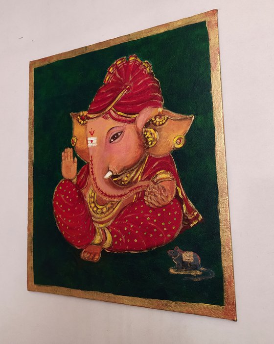 Cute Baby Ganesha with a red turban