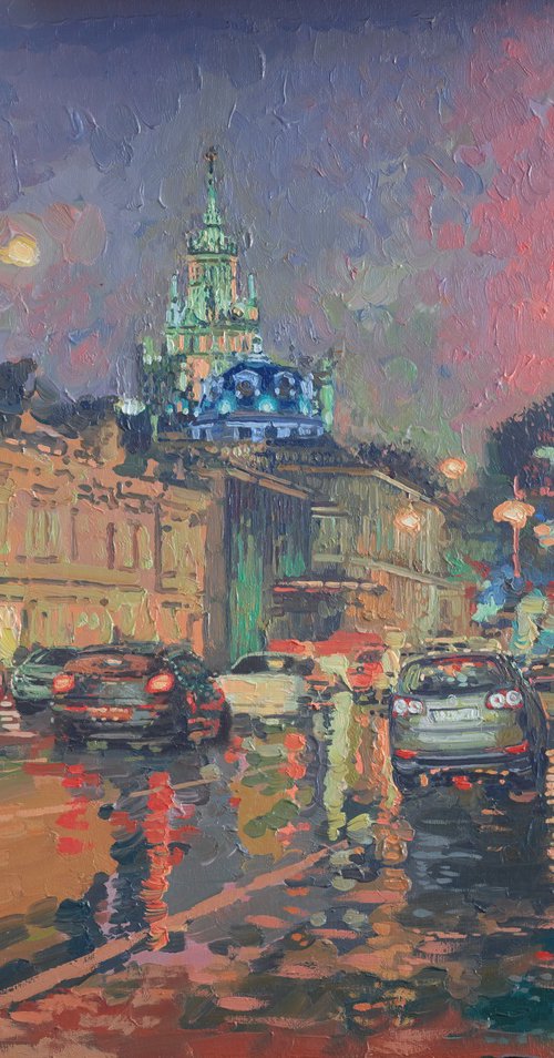 Moscow at night. Nikolo-Yamskaya Street by Simon Kozhin