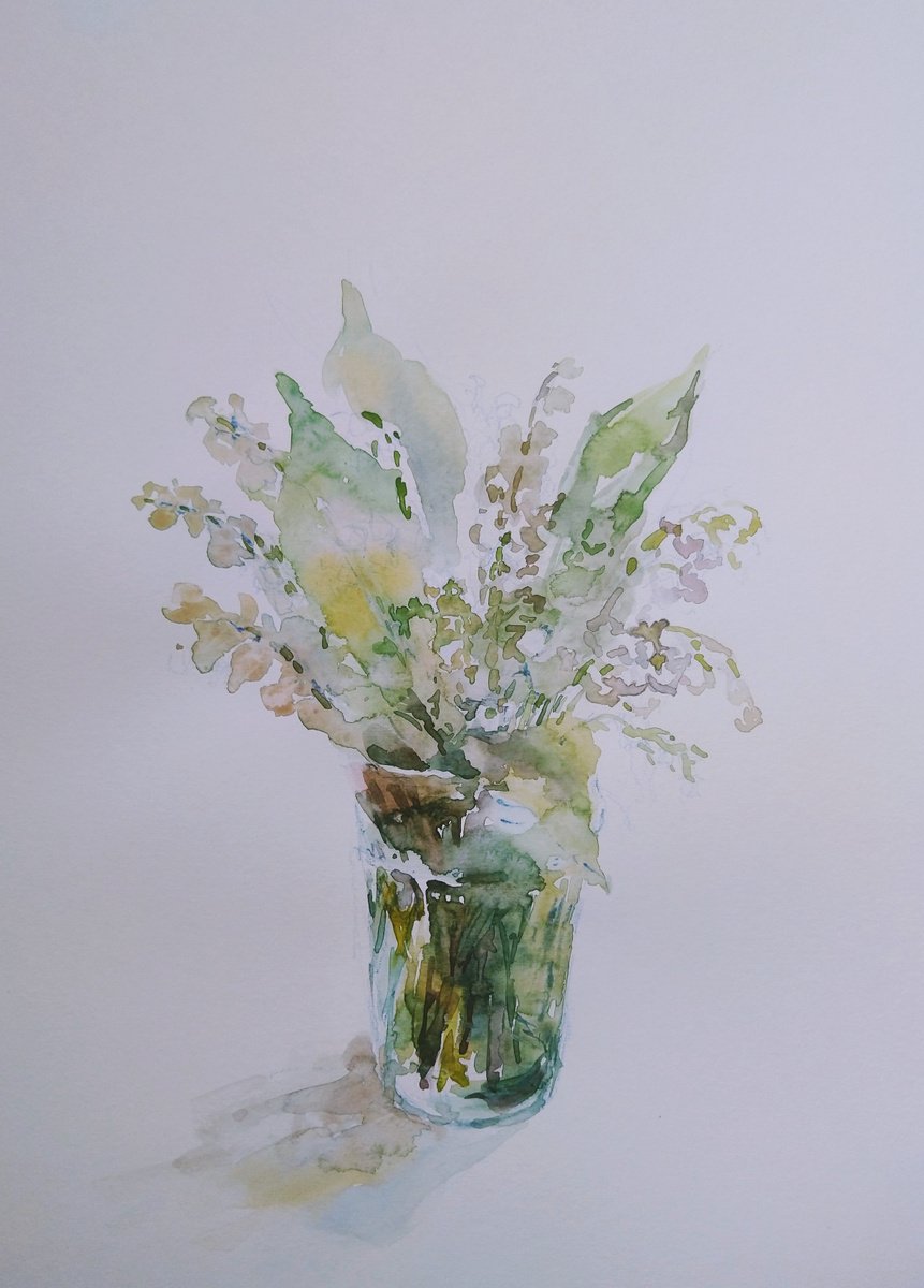 Lilies of the Valley #1. Original watercolour painting. by Elena Klyan