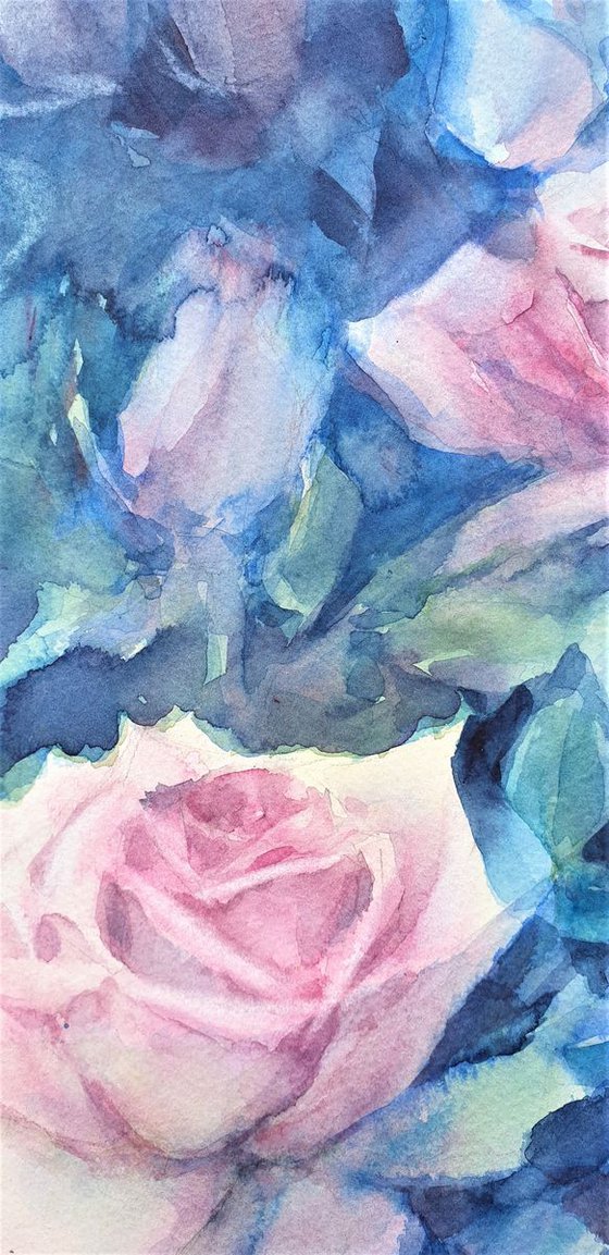 ROSES GARDEN 2019.027 original watercolor 30x45