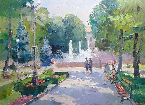 Oil painting City square