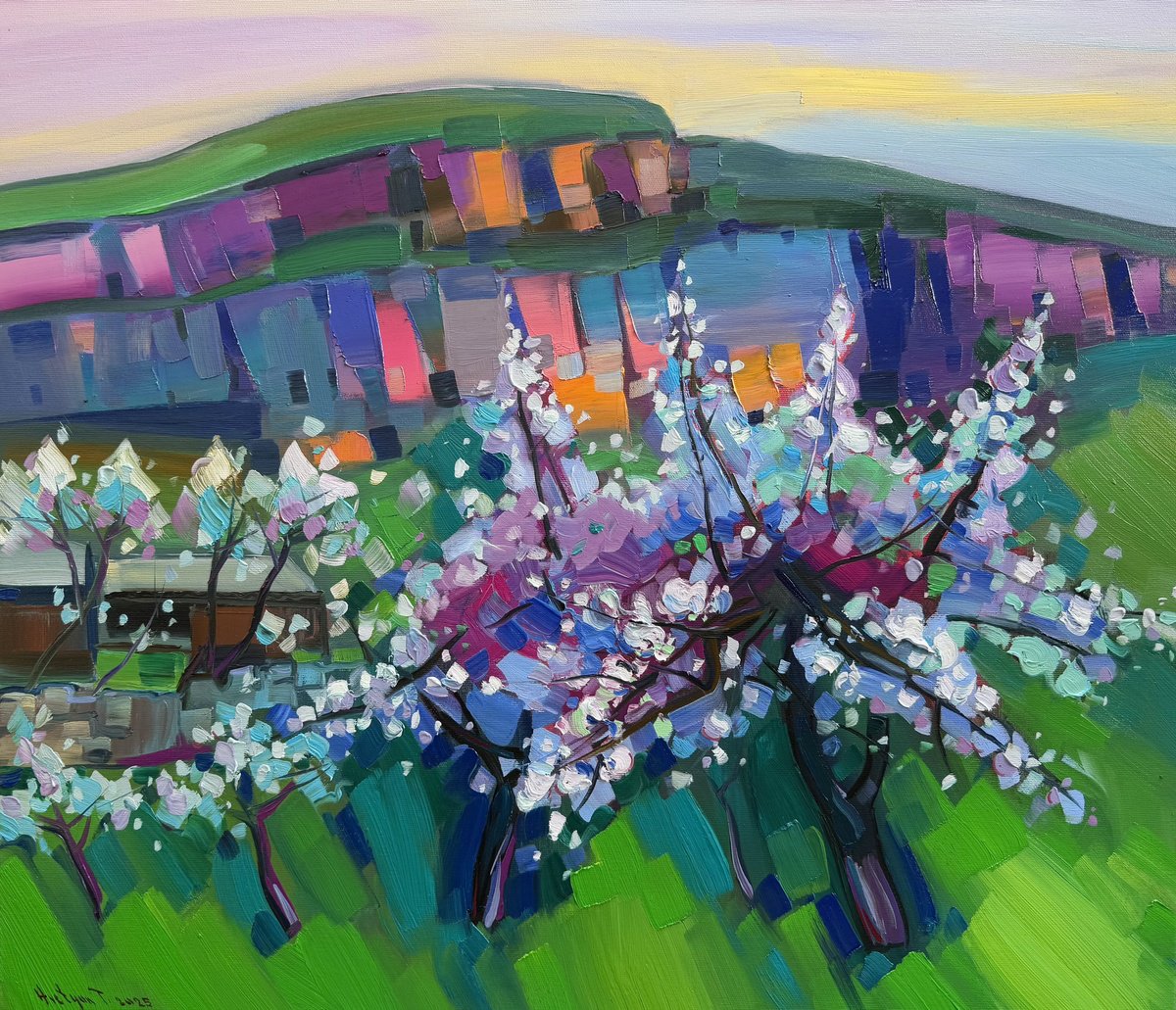 Expressive Landscape Oil Painting By Tigran Avetyan, 28 X 24", Spring, Original Artwork