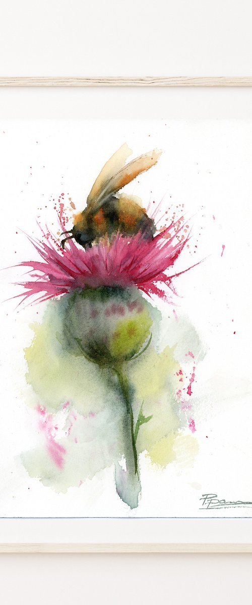 Bee on Thistle #2 by Olga Tchefranov (Shefranov)