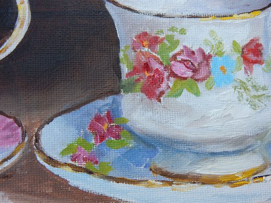 Row of Teacups(4). still life. 50х20cm.