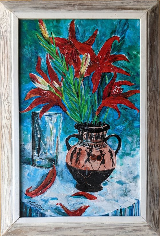 Greek Vase, Roman Glass, French Lilies