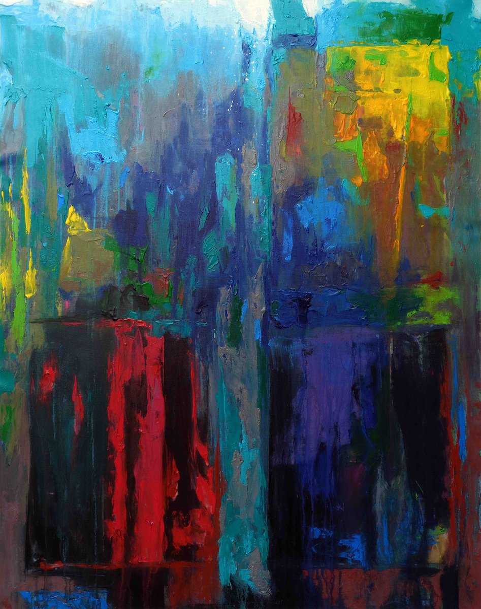 Abstract Landscape Acrylic Painting By Abhishek Kumar, 36 X 48, Momentary Vision 01, Original Artwork