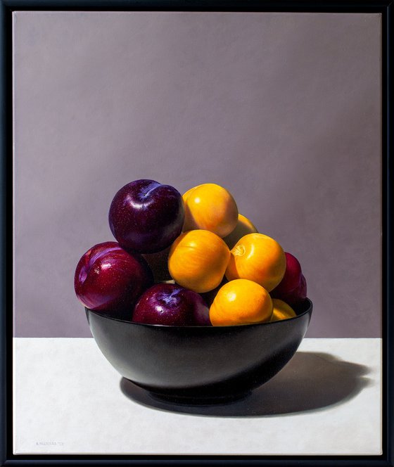 Plums In Black Porcelain