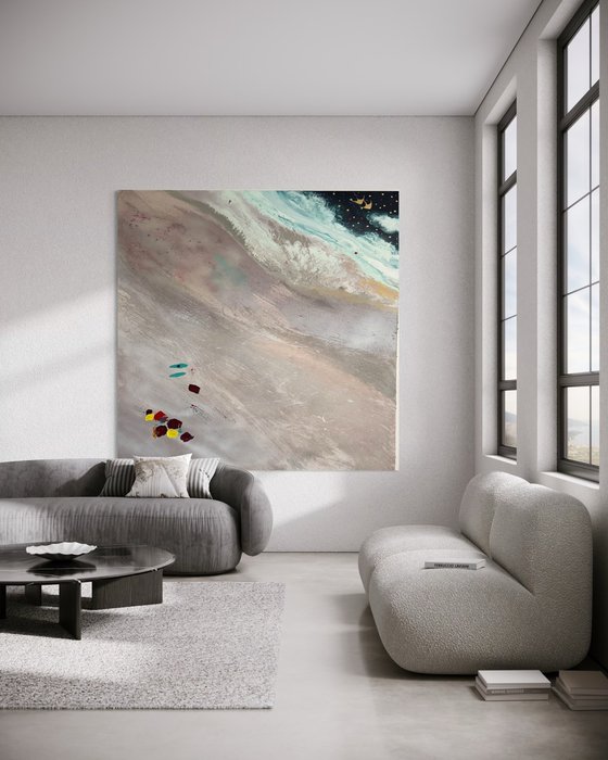 Serene shoreline sand blush