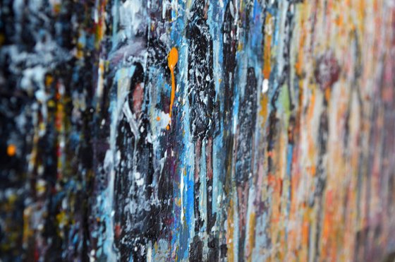 Wall of Rain- Long Deep Edge Canvas Ready to Hang, Palette knife