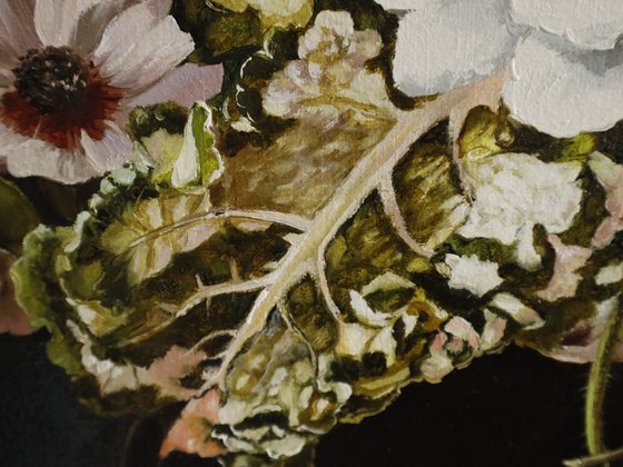 Dark Floral Still Life with Tulips