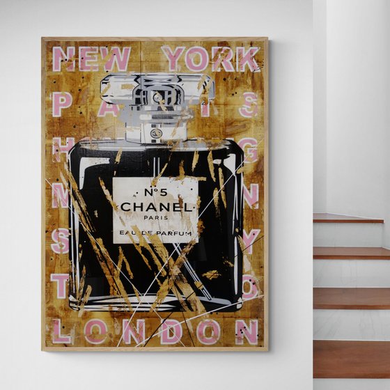 C.C. The Ripper 140cm x 100cm Chanel Perfume Bottle Book Page Urban Pop Art